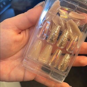 Gold Glitter Press-On Nails